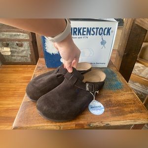 Birkenstock Boston Suede Mocha, Soft footbed
